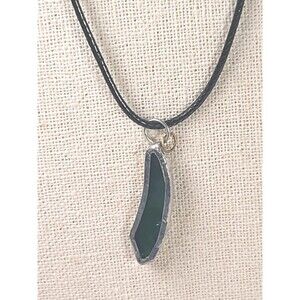 Vintage Glass Green Sea Glass  Sterling Silver  Dangle Pendant Handmade